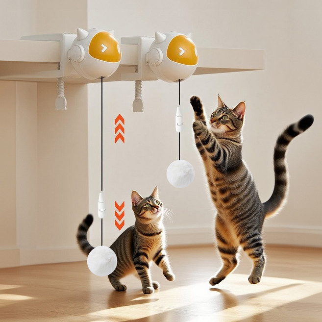 윈티크 고양이 로봇 자동 낚시대 장난감, 1개, 화이트