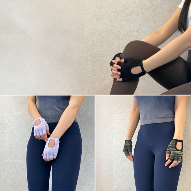 필라테스 장갑(도트그립) 손등 오픈형, 1세트, 핑크 오렌지