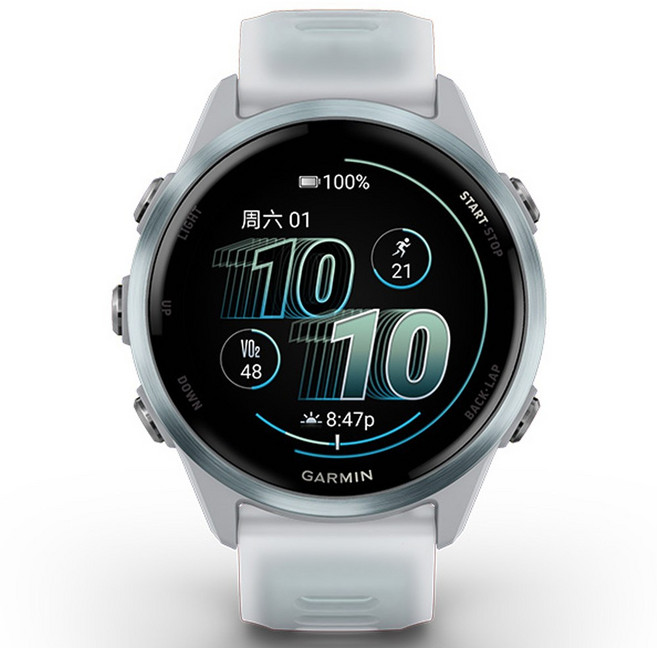 가민 포러너 570 스포츠 스마트 워치, GPS + 블루투스, 30.4mm, 클라우드 블루