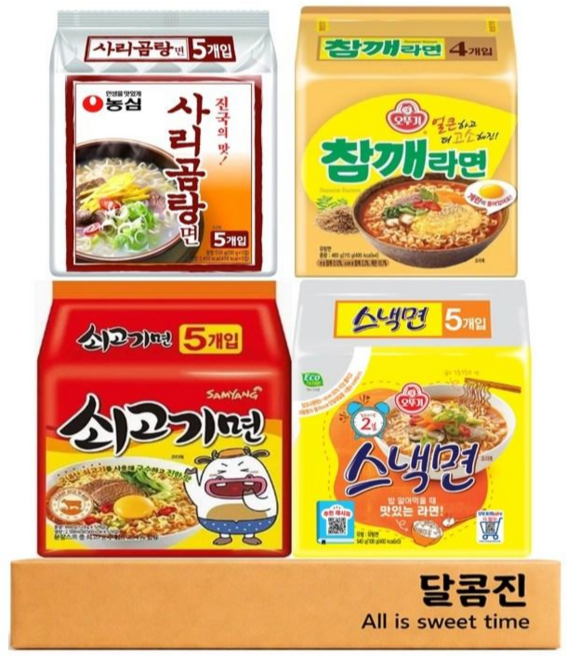 [달콤진] 사리곰탕 5P + 참깨라면 4P + 쇠고기면 5P + 스낵면 5P, 1세트