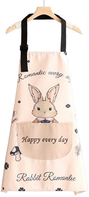 다용도 심플 포켓 주방 카페 미술용 앞치마, 1개, 토끼 (세로 무늬 없음)