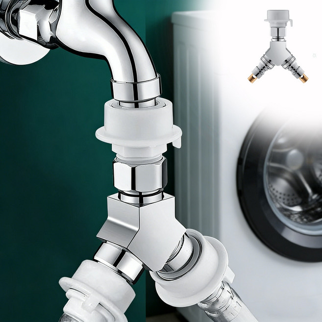 세탁기 이중출수구 분배기 360도 회전 4분 6분 겸용 원터치 설치, 1개