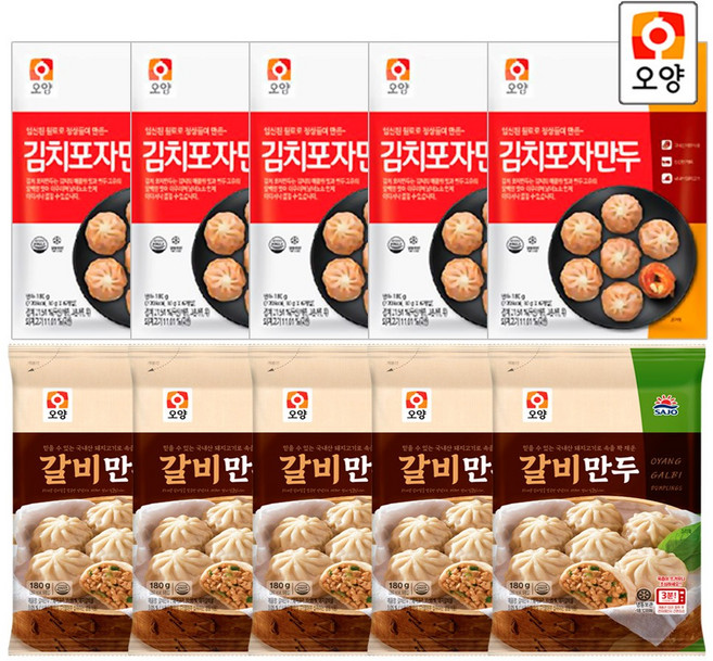 사조오양 김치 포자 만두 5개 + 갈비포자만두 5봉 총 10봉, 180g, 10개