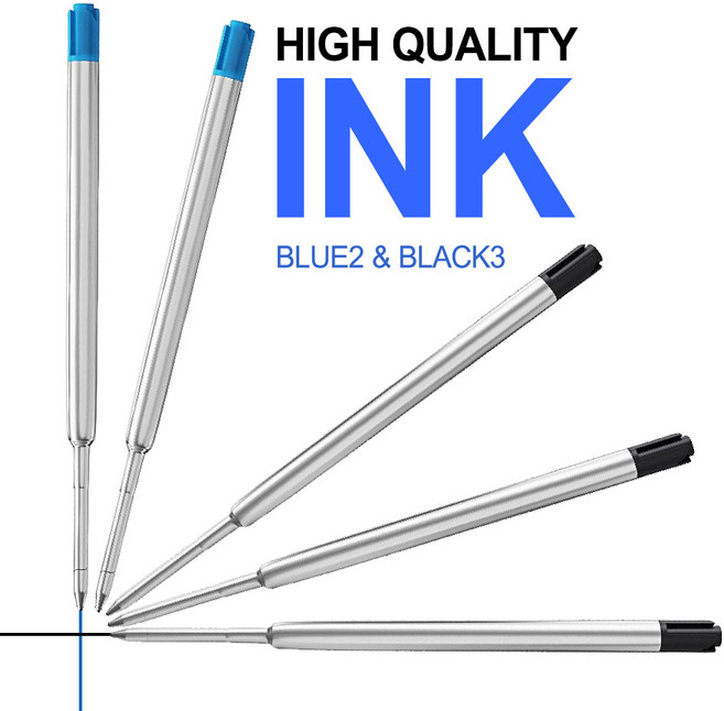 크로마 금속볼펜심 5개 검정 파랑 콤보 독일잉크 리필심 몽블랑 파카 스위스밀리터리 호환성 우수한 볼펜심