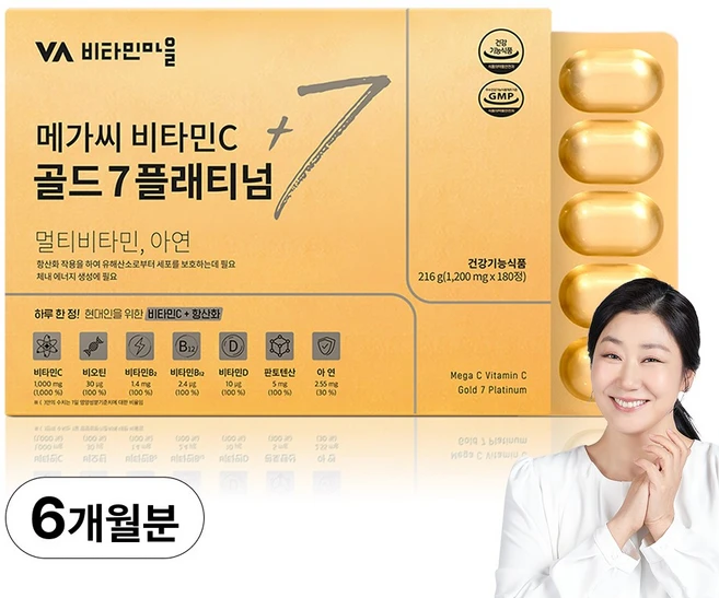 비타민마을 메가씨 비타민C 골드 7 플래티넘 216g, 180정, 1개 - 쿠팡