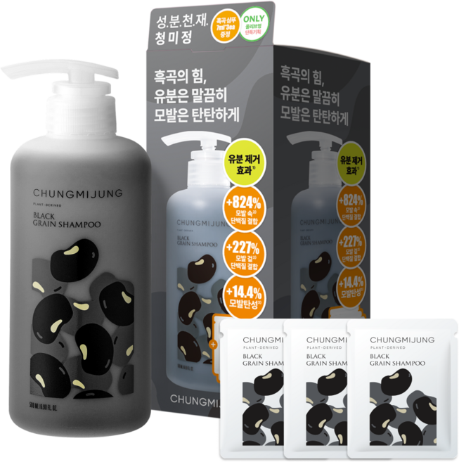 [성분천재모발탄력] 청미정 흑곡 샴푸 500ml (단품기획), 1