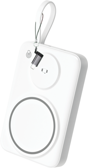 U-NOG磁吸行動電源 自帶線 支援蘋果手錶 Magsafe無線充電 雙無線充電位 PD快充 QI標準 無線快充, 白色+Lightning轉換頭, 10000mAh