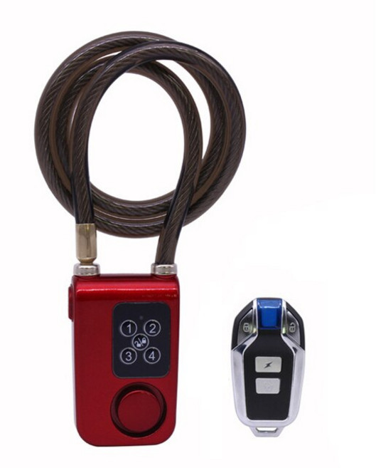 휴대용 스마트 자전거 잠금 장치 무선 리모컨 비밀번호 도난 방지 블루투스, [03] Red, 03 Red