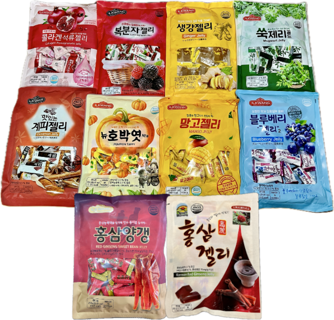 일광제과 제리 10종 종합세트 복분자 계피 생강 쑥 블루베리 콜라겐석류 망고 호박엿 홍삼, 1개
