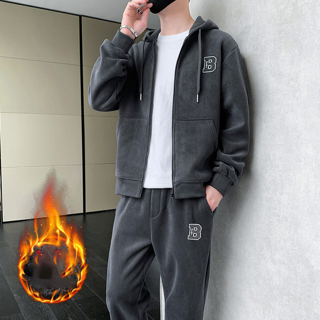 COSYEVNO 겨울 트레이닝세트 남성 도톰 기모 슬랙스 후드 맨투맨+조거팬츠 캐주얼 투피스