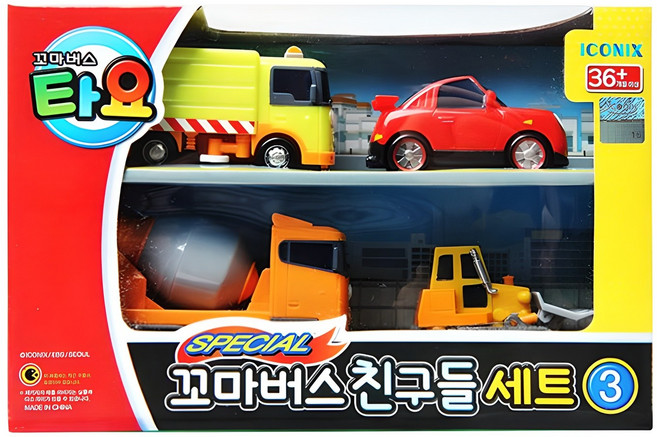 타요 스페셜 꼬마버스 친구들 세트3 중장비 작동완구, 혼합색상, 1세트