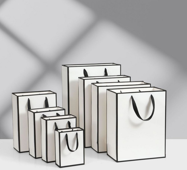 선물용 종이쇼핑백, 10개, 블랙앤화이트