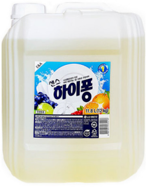 엘지 센스 하이퐁 주방세제 대용량 말통 (), 1개, 12kg