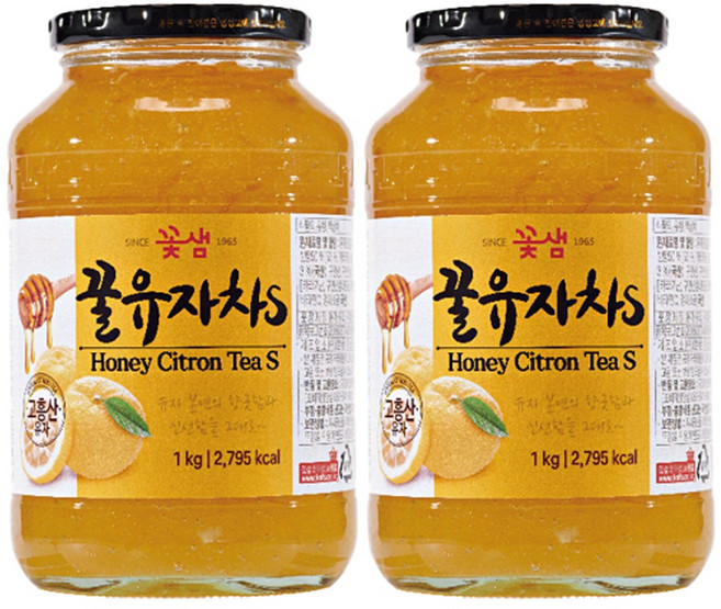 꽃샘 꿀유자차S 1kg 1개입 2개
