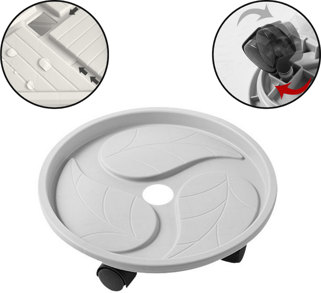 홈메이드 튼튼한 이동식 원형 화분 받침대 바퀴 달린 공기청정기 받침대 물받침대-원형, 1개