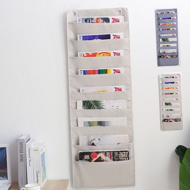 루체트리 수납포켓 벽걸이 주머니 정리함 악세서리 다용도 9단 오거나이저, 베이지 9단