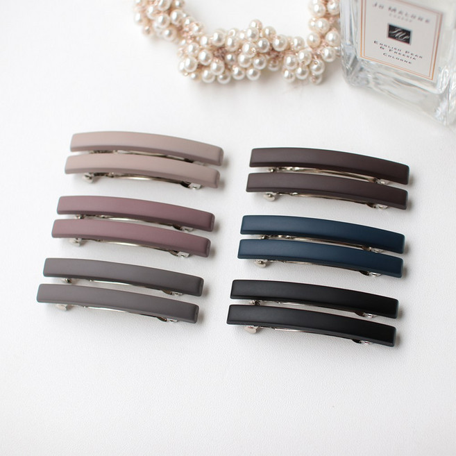 1쌍 6cm 슬림 사각 무광 미니 플라스틱 자동핀 국산