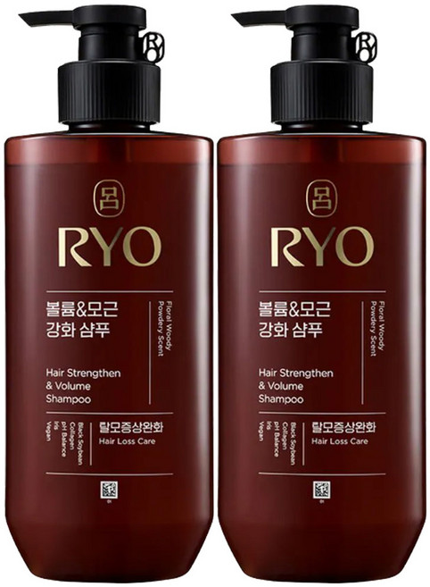 (리뉴얼) 려 흑운 모근강화 & 볼륨케어 샴푸 /힘없는모발케어/볼륨감/약산성, 480ml, 2개