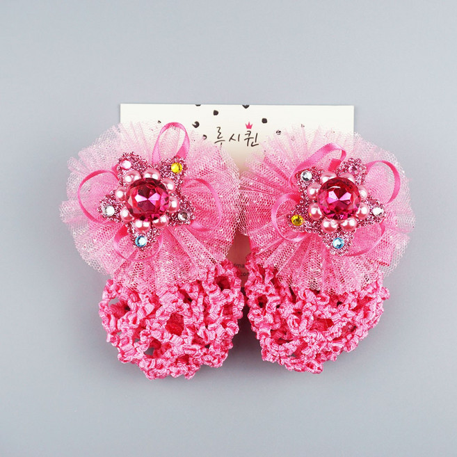 보석 망사 유아 머리망 (1쌍) 양갈래머리망 여아머리망