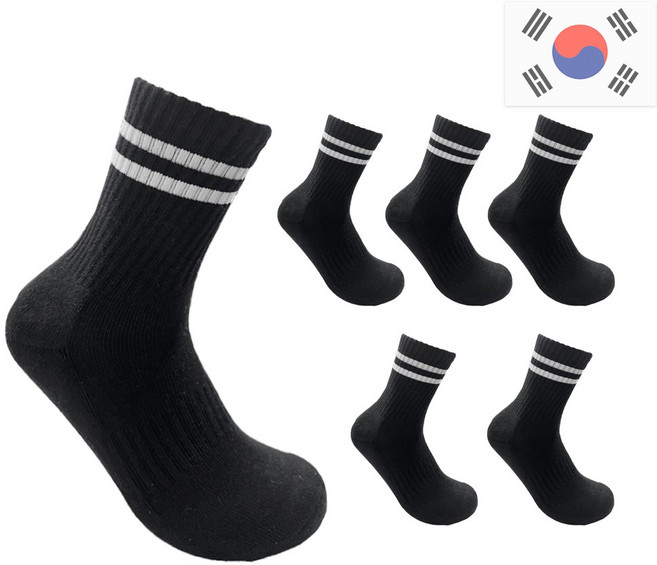 비바슈슈 여성용 쿠션감 폭발하는 진짜 스포츠 스트라이프 중목 양말 6켤레