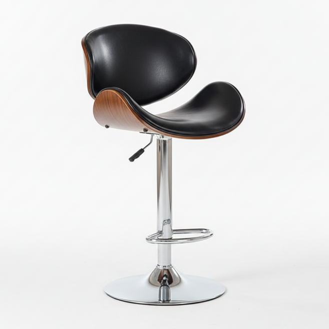 피피포피 우드 원목 홈바의자 바체어 아일랜드식탁의자 높이조절 회전, 1개, 블랙