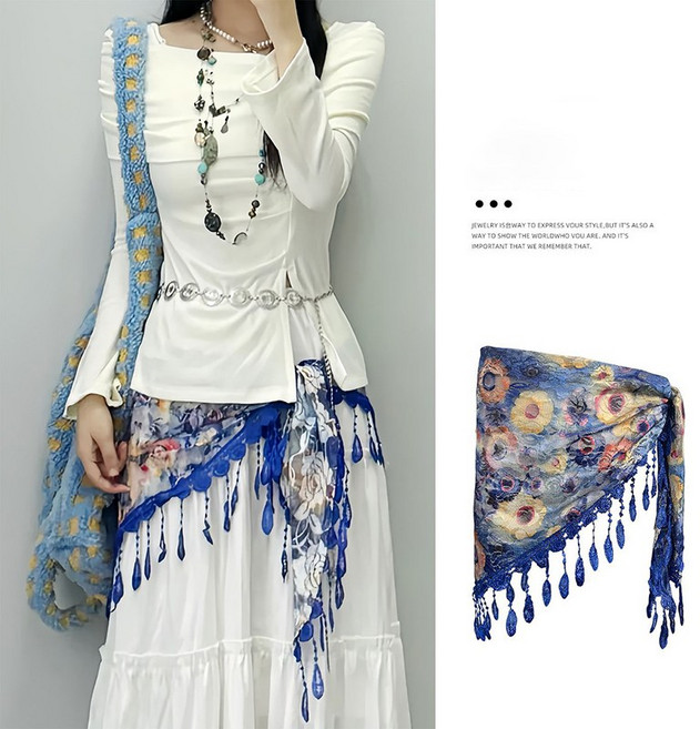 메인워크 여성 레이어드 랩스커트 스타일리쉬 레이스 삼각건 힙커버 데일리 엉덩이가리개 커버 치마