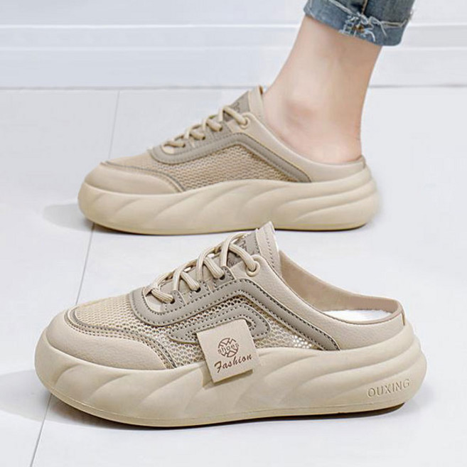 Modern Fashion 여성 볼넓은 통굽 메쉬 슬리퍼 발편한 뮬 운동화