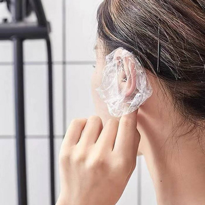 일회용 위생 비닐 이어캡 귀덮개 100개 염색용 귀커버, 이어캡100매(투명), 1개