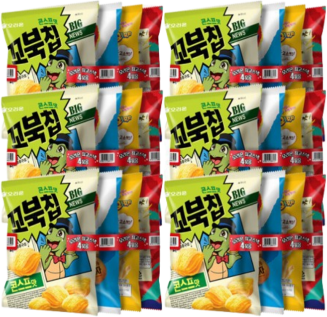오리온 최고스낵 4번들(포카칩 꼬북칩 오감자 썬칩)x6개, 170g, 6개