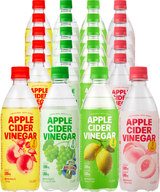 클룹 애사비소다 4종 24개입 세트 (사과+레몬+화이트발사믹+복숭아)