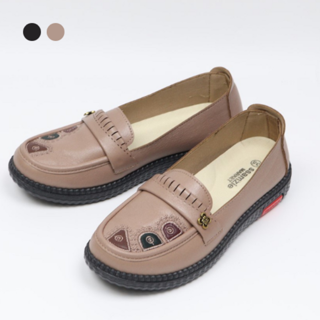 페조 여성 컴포트 페니로퍼 클래식 자수 패턴 단화 효도화 2.5cm