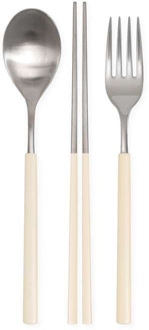 보테 올스텐 컬러 수저+포크세트, 1세트, 숟가락+젓가락+포크, 아이보리