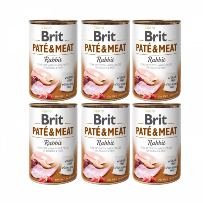 브릿 파테앤미트 생식내장포함 주식캔 강아지습식사료, 6개, 400g, 토끼