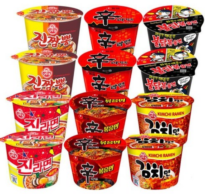 컵라면 6종 세트 (신라면 볶음면 2p + 신라면 2p + 불닭볶음면 2p + 진라면 매운맛 2p + 진짬뽕 2p + 김치면 2p), 1개
