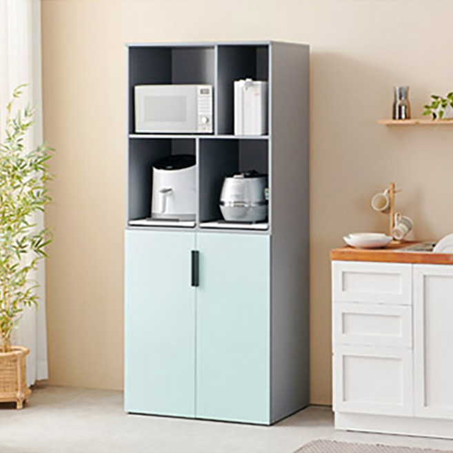 파스텔톤 광폭 냉장고형 밥솥 전자렌지수납장 정수기다이 키큰 주방선반장800