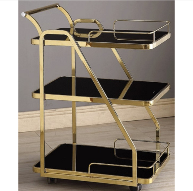 이태리헤어샵 3단 골드 스테인레스 트레이 미용츄레이, 블랙