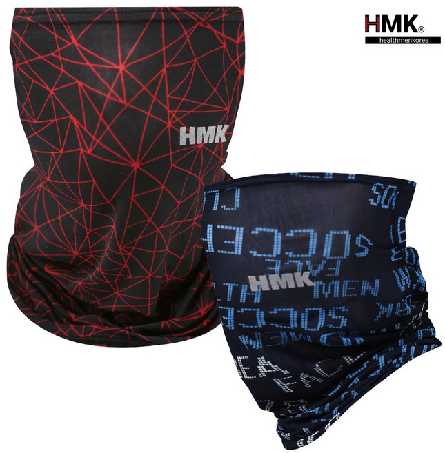HMK 프리미엄 멀티 쿨 넥워머 마스크 자외선 차단 남여공용 스카프 12가지 색상, 1개, 07 블랙레드라인