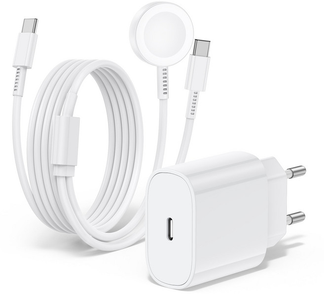루미아코어 25W PPS PD 3.0 초고속 충전기 +갤럭시워치 호환 2in1 유무선 충전케이블 60W 180cm, 화이트 충전기+케이블, 1개, 1.8m