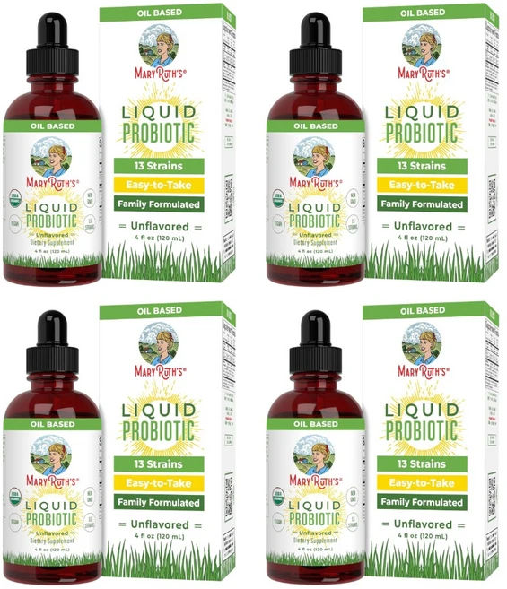 메리루스 오가닉스 유기농 액상 프로바이오틱스 유산균 4세이상 MARYRUTH'S Organics Liquid Probiotic for Ages 4+ | 2 Billion CFU, 120ml, 4개 - 쿠팡