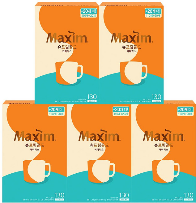 맥심 슈프림골드 커피믹스, 13.5g, 130개입, 5개