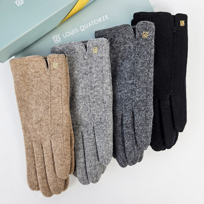[백화점 정품] 루이까또즈 핀턱옆로고 여성 모장갑 모직 (선물포장)