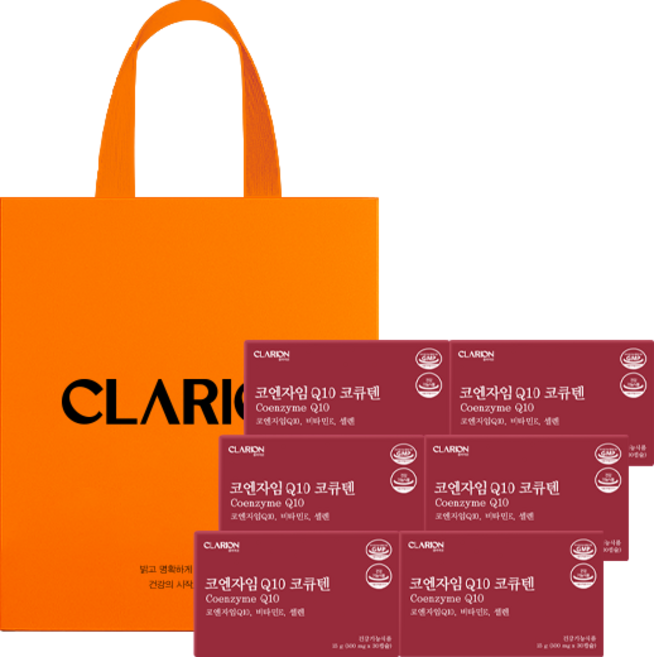 5위 - (쇼핑백 포함) 클라리온 코엔자임 Q10 코큐텐 30캡슐, 6박스, 30회분