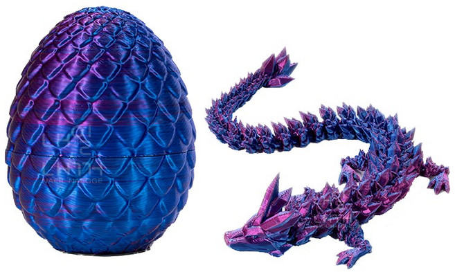 내일내꺼 3D 프린트 드레곤 에그 관절형 드레곤 세트, 1개, 보라파랑, 85mm