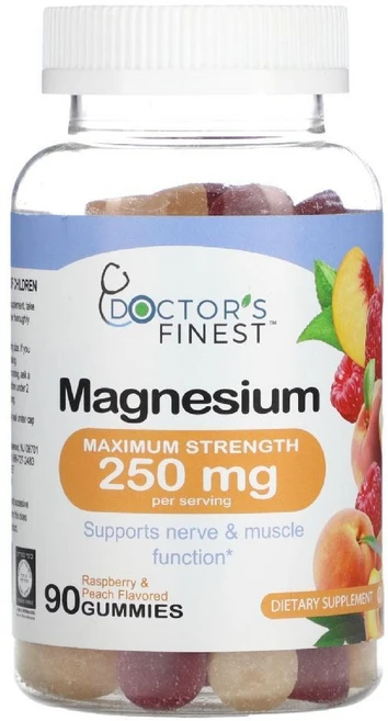 닥터스파이니스트 마그네슘 라즈베리 복숭아맛 250mg 구미젤리 90개 Magnesium, 30회분 - 쿠팡
