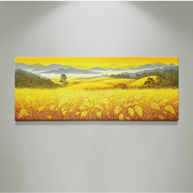[인메이블] 돈들어오는 다복 황금보리밭 와이드 3종 그림 인테리어 캔버스액자 행복 풍수 일출 거실 현관 복도 인테리어 벽 대형, 02.NAY-풍요 황금보리밭 와이드