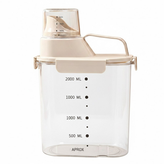 윈라이트 강아지 고양이 밀폐 사료 보관통 소분통 계량컵, 1개, 2.5L, 투명