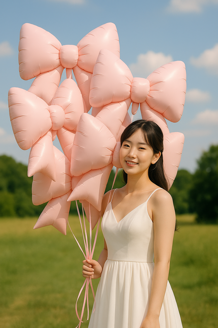 트윈은 리본 이벤트 풍선 세트 파티 첫돌 셀프 촬영 생일 헬륨 포토존 데코, 5개, 핑크