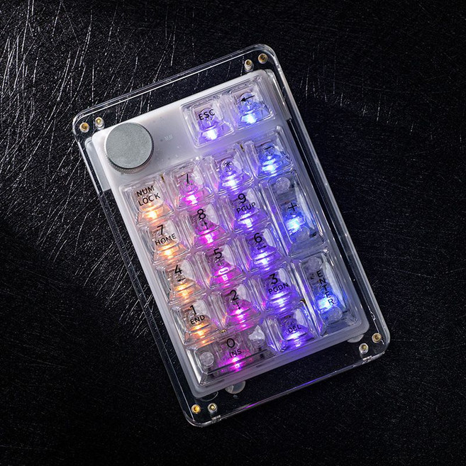 키붐 팬텀21 텐키 투명 매크로 기계식 숫자 키패드 RGB 노브, 블루 투명