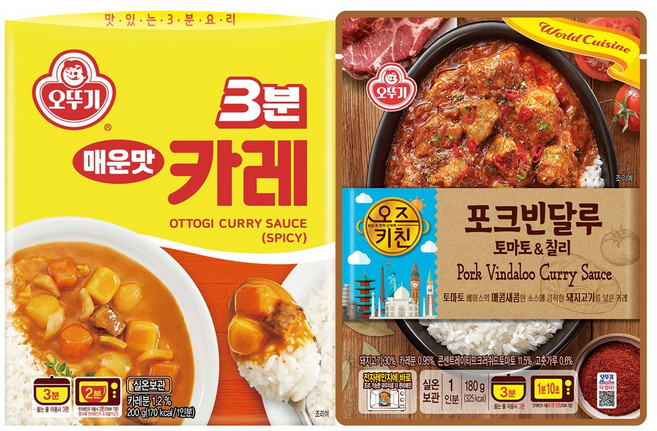 오뚜기 3분카레 매운맛 6개+오즈키친 포크빈달루 6개, 1세트