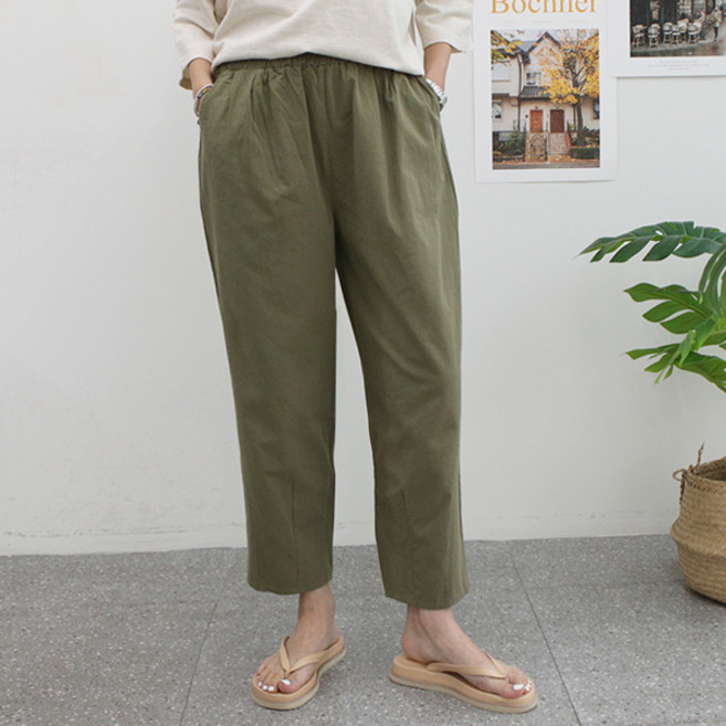 마이쏭 워싱코튼오버핏배기팬츠 여성 빅사이즈 허리밴딩 편한 캐주얼바지 항아리팬츠 체형커버 봄 여름